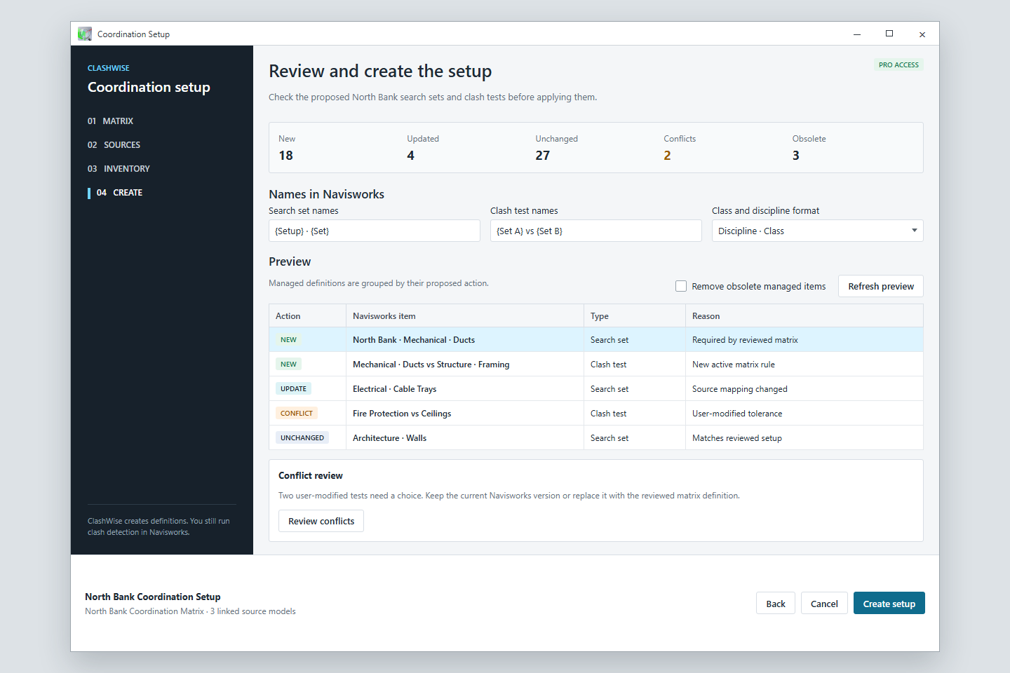 Vue produit illustrée utilisant des données de projet d’exemple.