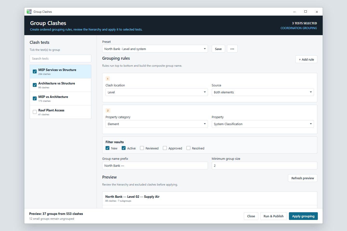 Vue produit illustrée utilisant des données de projet d’exemple.